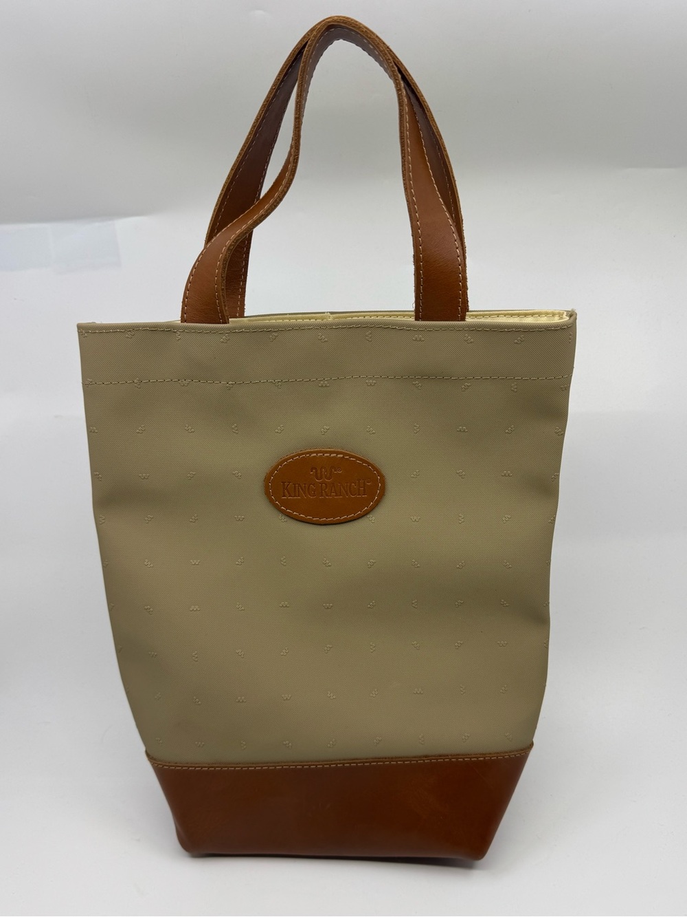 King Ranch Saddle Shop Canvas/Latigo Leather Double Wine Bottle Tote *READ*